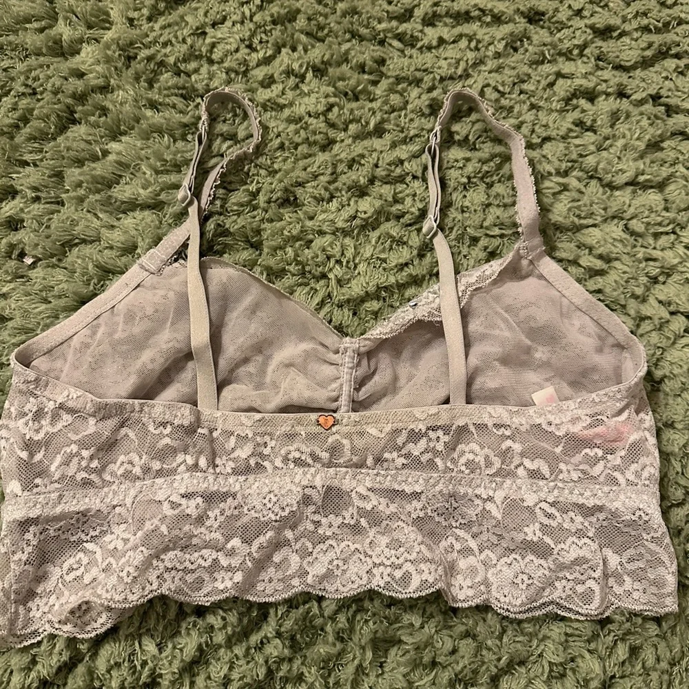 Victorias Secret Pink Gray Bling Stone Embellished Ruched Lace Cami Bra - Picture 3 of 8